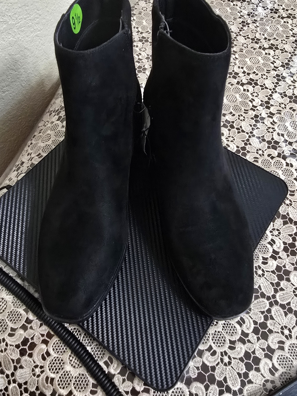 White Mountain Black Suede Ankle Booties